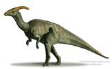 Parasaurolophus, a species of hadrosaur native to the floodplains of Dinosaur Island.