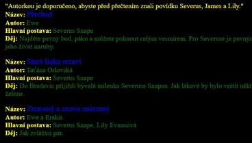 povídková sekce , webarchiv 2005 