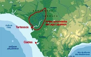 Localização de Tartessos e Gades, no sudoeste da Espanha