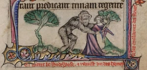 Salvagem embosca donzela que colhia flores