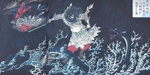 Susanoo enfrenta Yamata-no-Orochi