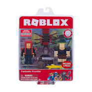 The Roblox toys containing a figurine of the Magma Knight (Fire Mage), Bandit, and the Red Ant, as well as other weapons.