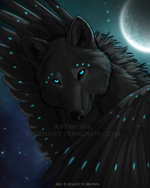 black wolf with wings