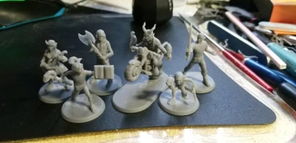 The Fantasy High PC minis, before they were painted