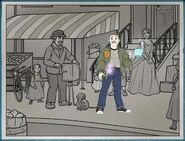 Pete intimidates Sofia's ancestors into giving him the monkey's cymbal.