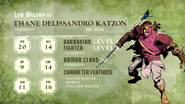 Thane Delissandro Katzon's stats as of Episode 5: The Seventh Kingdom
