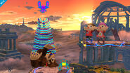 Donkey Kong being captured by a weakened Galaga.