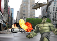 Hulk rampaging through The City.