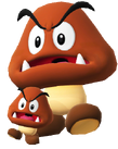 Mega Goomba: They will walk back and forth. Jumping on it will cause it to split into two smaller goombas