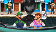 Mario and Luigi in Obenesia Town.
