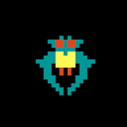The original Boss Galaga sprite from the arcade game Galaga.