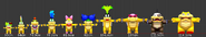 Pietro Koopa at his height of 50cm with Larry at 78.7cm and Kupper at 114.1cm