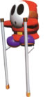 Shy Guy playing stilt balance