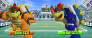 Blue Bowser palette swap alongside Bowser himself in Mario Tennis