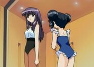 Zakuro and Mint in swimsuits.