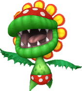 Petey Piranha is a definate boss of level 3, "The Forgotten Plains" He looks like in Super Smash Bros Brawl, but keeps his bright colors from the Super Mario games.