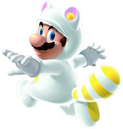 White Tanooki Mario is an helping power-up. You have same abilities of Tanooki character but you are, for all level, invincible. You can get this power-up by a White Super Leaf only after 7 defeats in a level