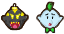 Bombell and Booster's overworld sprites.