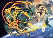 Mega Rayquaza confronts Deoxys