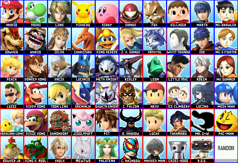 super smash bros 4 full roster