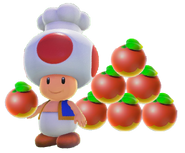 A chef toad with berries