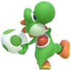 1.3.Green Yoshi preparing to throw an Egg