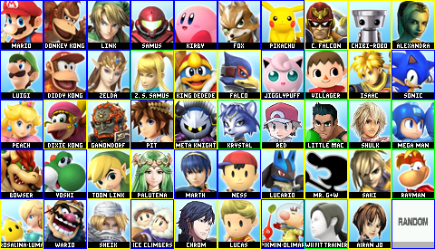 super smash bros 4 full roster