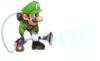 7.Luigi using his Poltergust for Ice