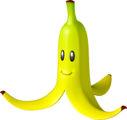 Banana Can be dropped onto the course. If a driver hits it, they will spin out.