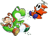 Yoshi spitting the seed to Fly Guy