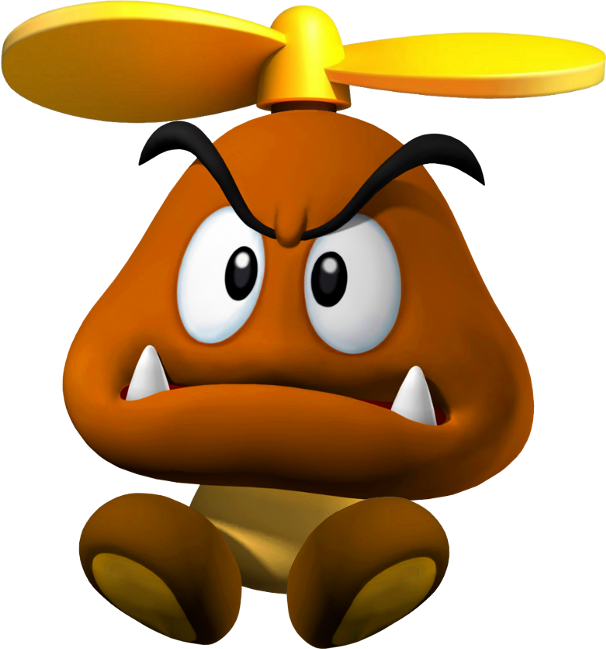 Heligoomba is a type of Goomba that has the same power as Propeller Mario. 