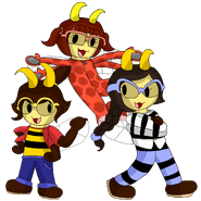 Group art of Brittany alongside Belle and Brooke in Sleepover Adventures.