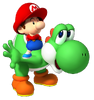 Baby Mario riding Yoshi