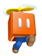 Propeller Box Mario is an additional power-up that can do very high jumps. You can get a Propeller Box by some blocks