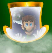 Luigi and Helmer flying towards the next Kingdom in their ship