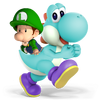 Cyan Yoshi with Baby Luigi