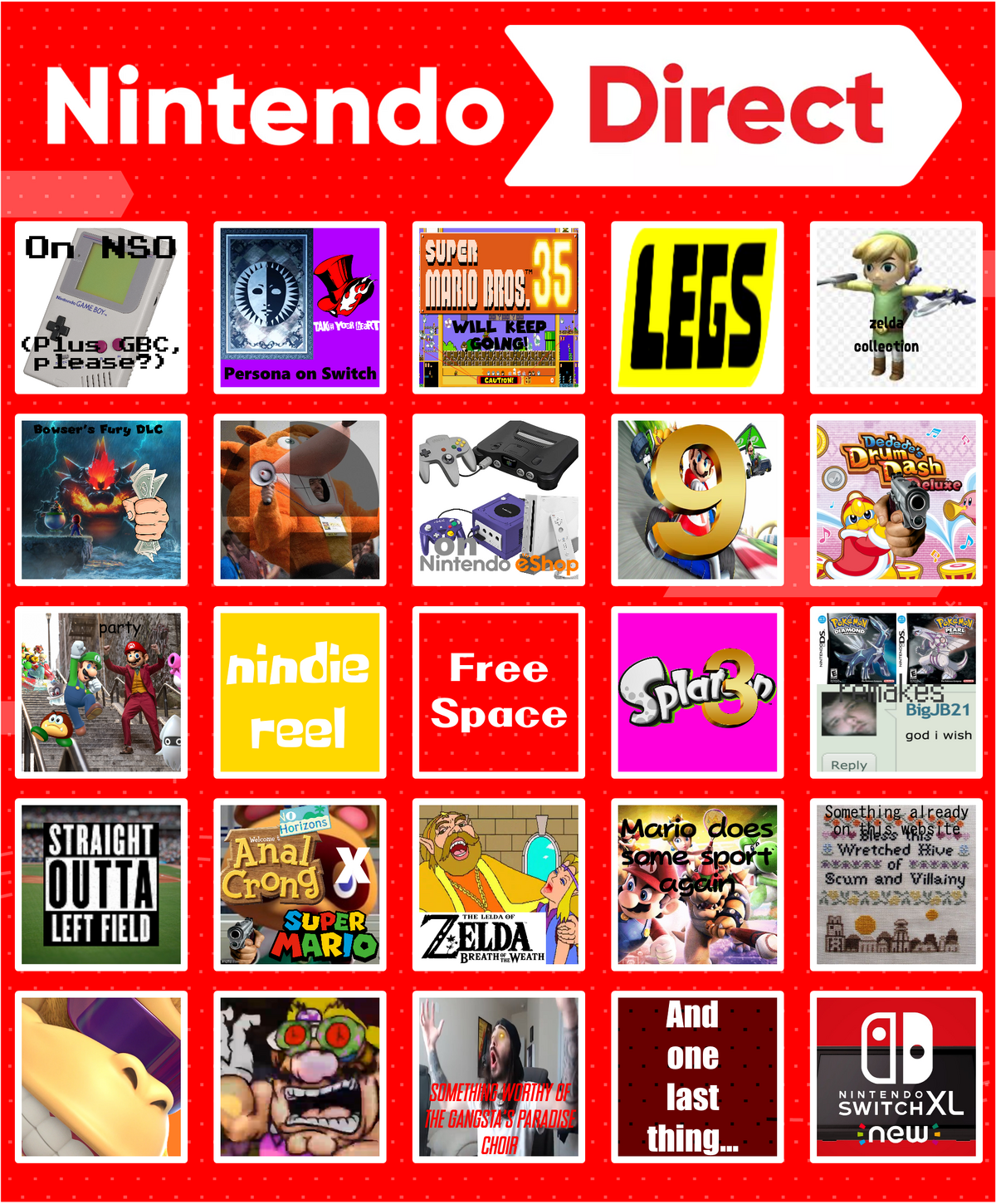 Nintendo Direct June 2023 Prediction Bingo by SailorMajora on