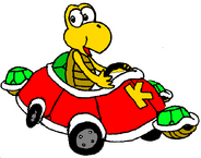 Koopa driving the Shell Movil