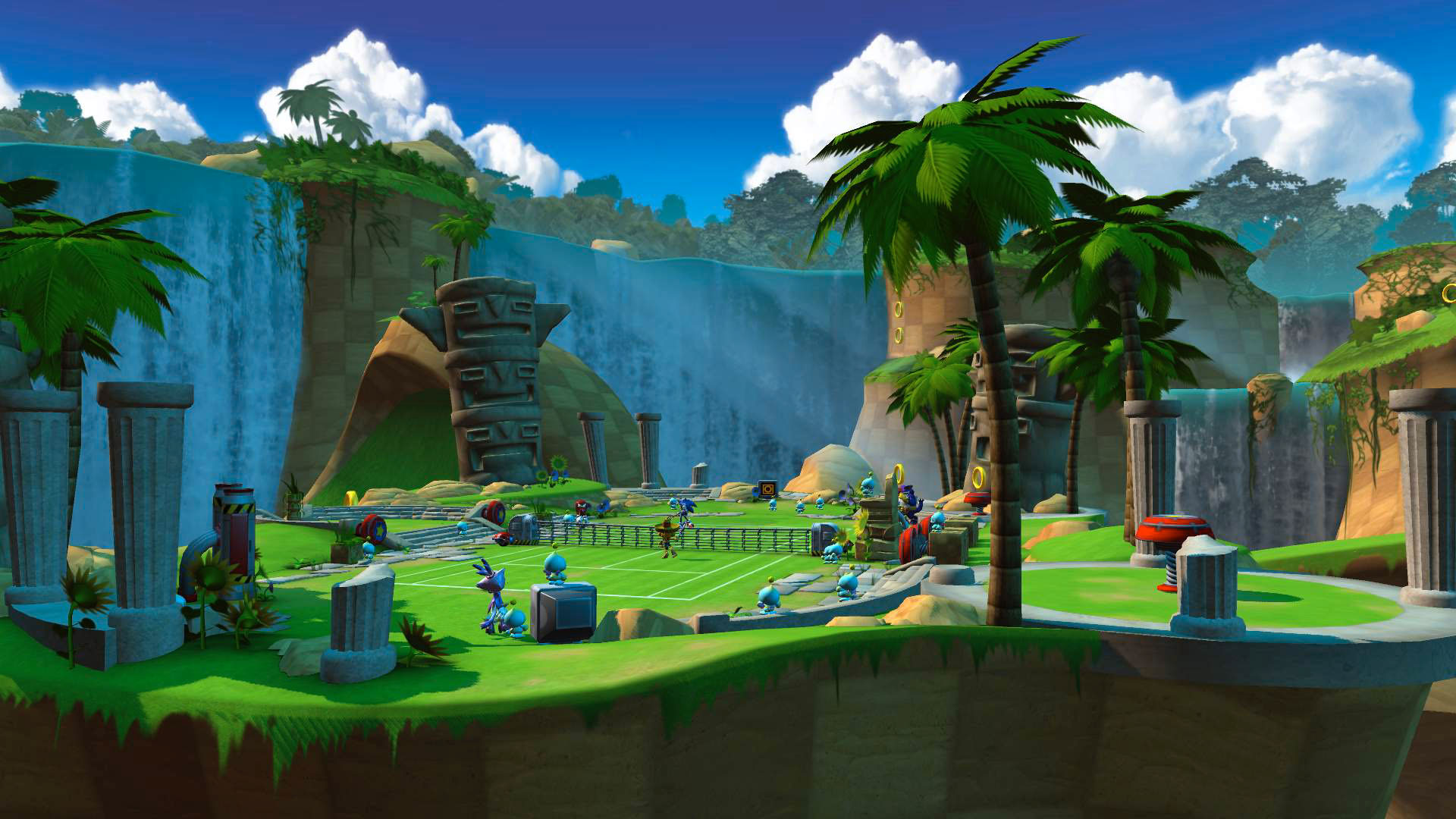 Sonic green hill zone background mountain waterfall