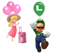 Luigi with a Balloon in the Peach's Balloon World minigame