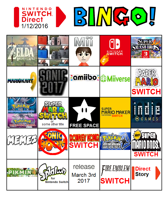 Nintendo Direct Bingo Card (Jun 2019) : r/NintendoSwitch