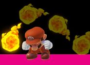 Mario ducking to dodge a fireball