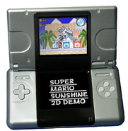 E3 2005 New Super Mario Sunshine Demo.Note,"Super Mario Sunshine 2D"is written on the bottom screen