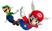 Mario and Luigi using the Wing Cap.