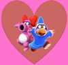 Kamek with his sweetheart, Birdo.