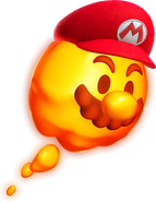 Mario, with the power of Cappy, as a Podoboo