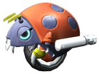 Motobug: Behaves like the goomba,but is faster. can be defeated by jumping on it and by groundpounding,