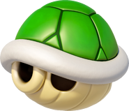 Green Shell Bounces around the course, spinning out whoever it hits.