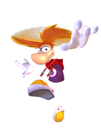 Rayman using his helicopter ability in Rayman 3: Hoodlum Havoc.