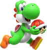 Yoshi carrying a Red Shell in Super Mario Bros. Wonder